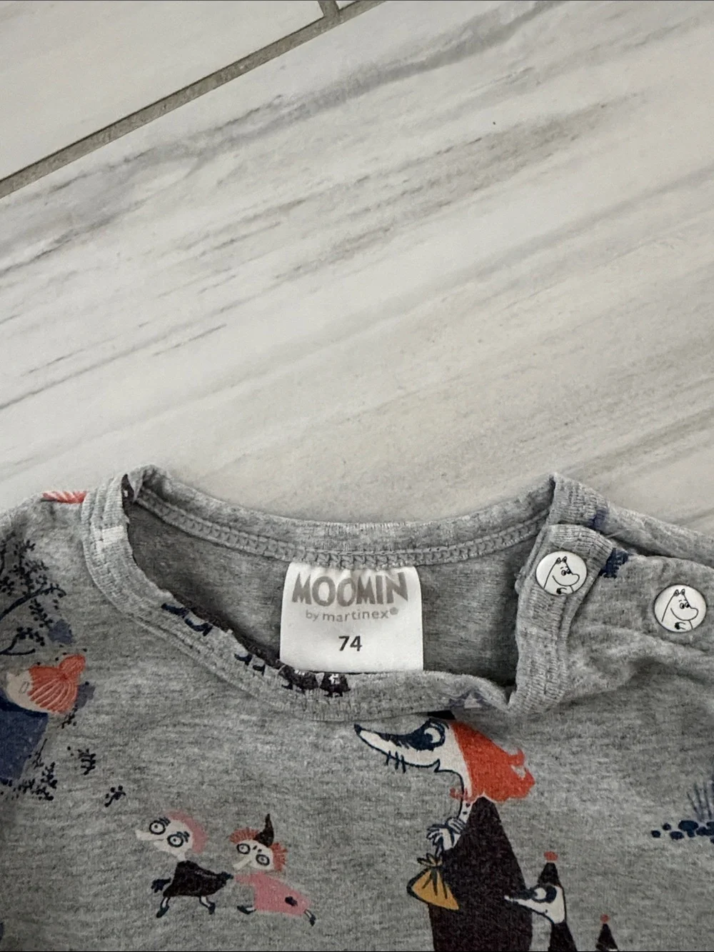 Moomin Characters Grey 100% Cotton Long Sleeved Top Size 74 cm